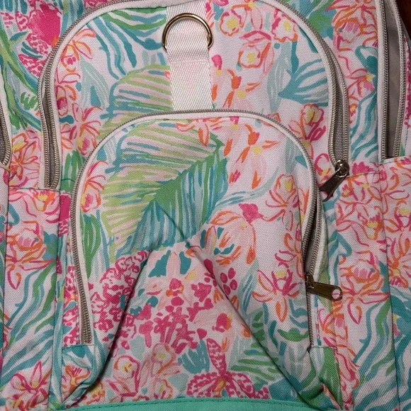 Lilly Pulitzer for Pottery Barn Tropical Floral Print Backpack in Mint & Pink - Picture 2 of 3